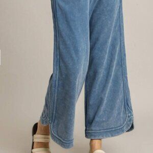 UMGEE BLUE FRENCH TERRY WASH FLARE PANTS S M L